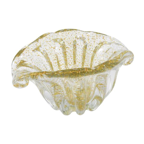 Imagem de Vaso Murano Italiano Pigmento Dourado Lapidados Caracol