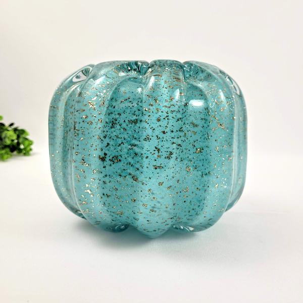 Imagem de Vaso Murano Verde Turquesa Tiffany 14X18Cm Decoração P