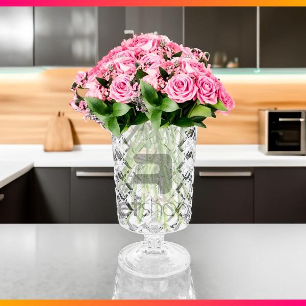 Imagem de Vaso Para Decoração Taça De Vidro Grande 23cm Moderno Luxo Vidro Transparente