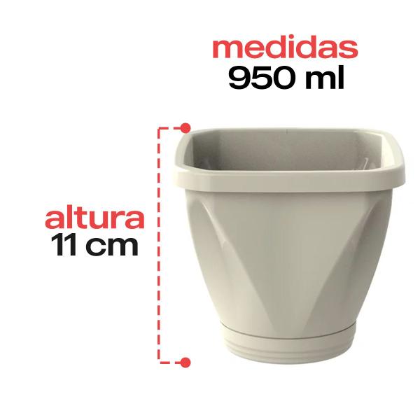 Imagem de Vaso para Plantas Decorativo Quadrado Com Prato N13  Uninjet