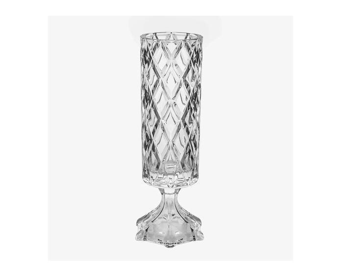 Imagem de Vaso Pé Cristal De Chumbo Deli Diamond Decoração 13X41 Lyor