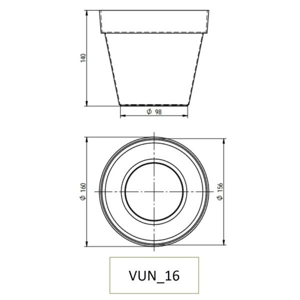 Imagem de Vaso Plástico Unique 16 (16X14cm) Cor Cimento JAPI