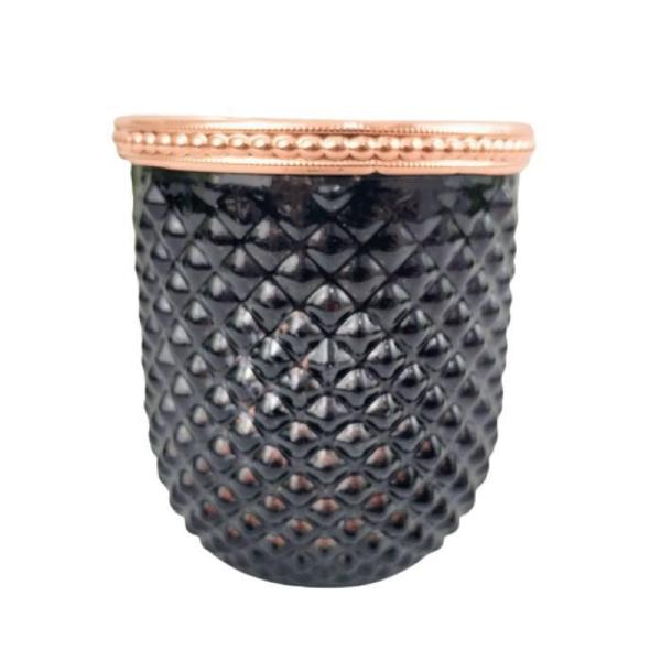 Imagem de Vaso Preto E Cobre Zamac Bristol 10X8X8Cm Cachepot Vidro