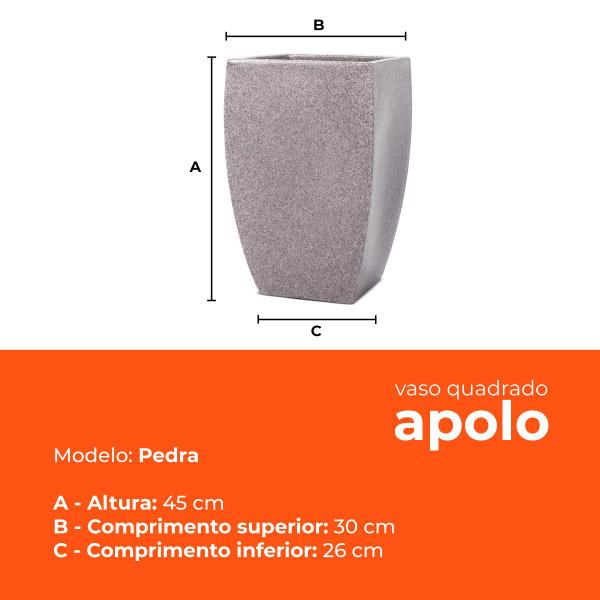 Imagem de Vaso Quadrado Apolo Pedra 45 Terrano