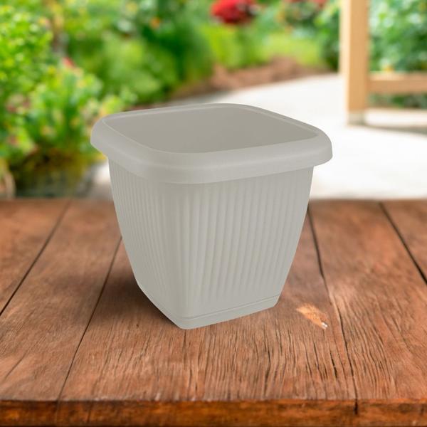 Imagem de Vaso Quadrado Para Plantas Com Prato Decoração Casa Jardim 3,9L