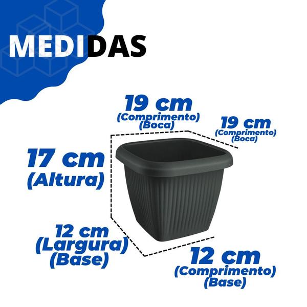 Imagem de Vaso Quadrado Para Plantas Decoração Casa Sala Jardim  3,9L