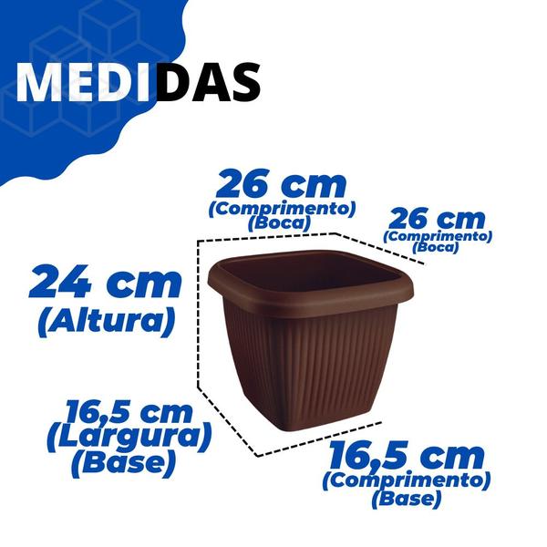 Imagem de Vaso Quadrado Para Plantas Flores Decoração Casa Jardim 9,6L