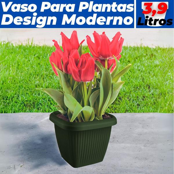 Imagem de Vaso Quadrado Para Plantas Flores Decoração Casa Jardim 9,6L