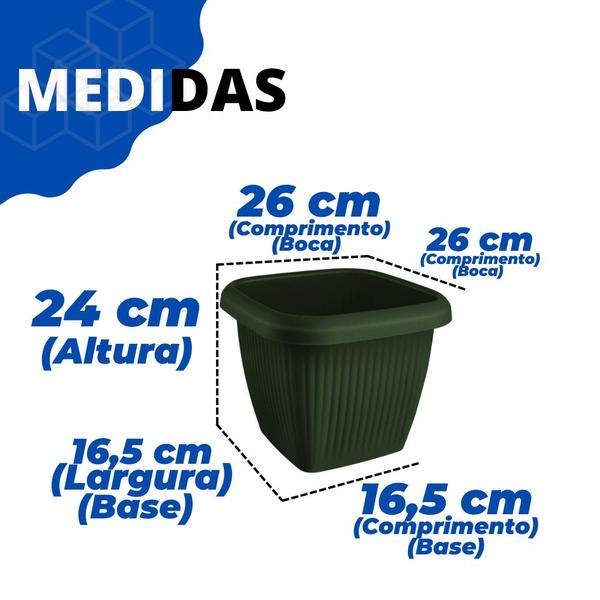 Imagem de Vaso Quadrado Para Plantas Flores Decoração Casa Jardim 9,6L