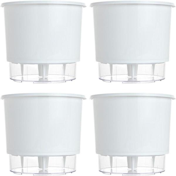 Imagem de Vaso Raiz Auto Irrigável Grande N4 Branco Temperos Kit 4 Pcs