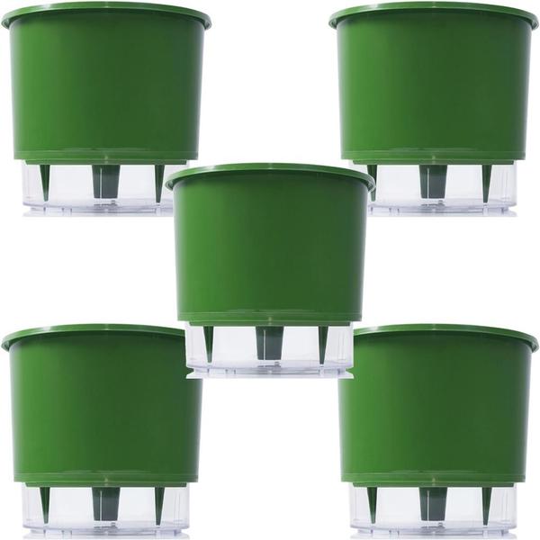 Imagem de Vaso Raiz Auto Irrigável Grande N4 Verde Es Temperos Kit 5pc