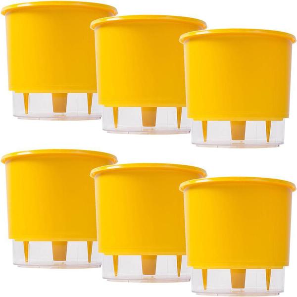 Imagem de Vaso Raiz Autoirrigavel Médio N3 Amarelo Flores Kit 6 Peças