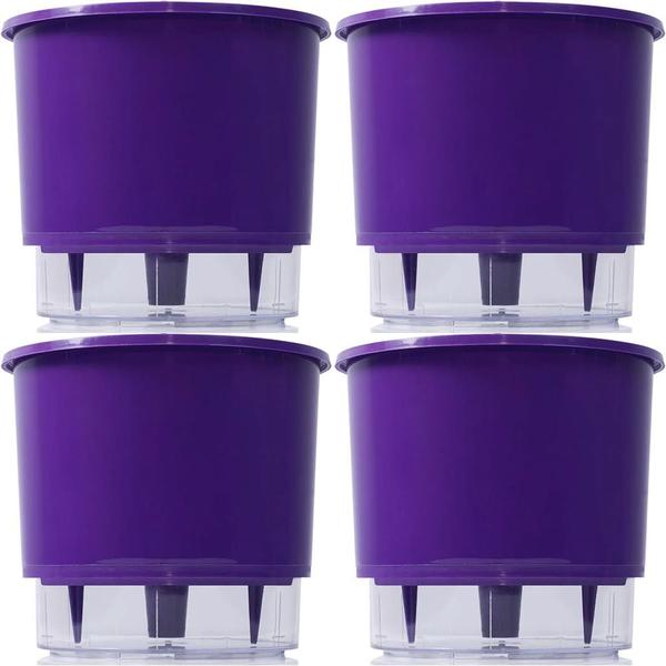 Imagem de Vaso Raiz Autoirrigavel Médio N3 Roxo Flores Kit 4 Unidades