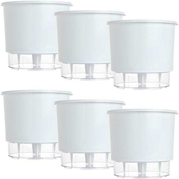 Imagem de Vaso Raiz Autoirrigavel N4 21x18 Branco Anti Dengue 6 Peças