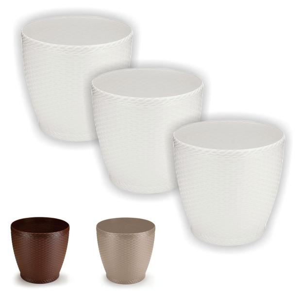 Imagem de Vaso Rattan Cachepo M3 Kit C/ 3 Mini Suculenta Violeta