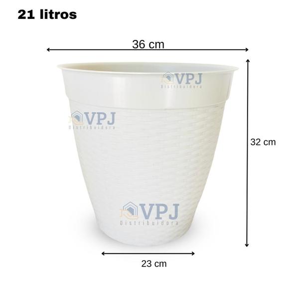 Imagem de Vaso Rattan Redondo Grande Casa Jardim Plantas Flores 30L