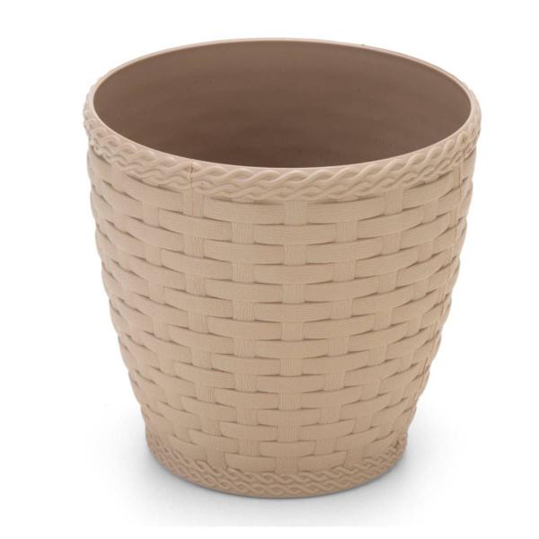 Imagem de Vaso Rattan Redondo M2 (750ml) Cor Palha INJEPLASTEC