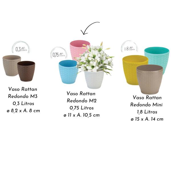 Imagem de Vaso Rattan Redondo M2 (750ml) Cor Palha INJEPLASTEC