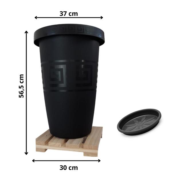 Imagem de Vaso Redondo Grande Plastico De Planta Para Arvore Da Felicidade 52 Centímetros 32 Litros Jardim Externo