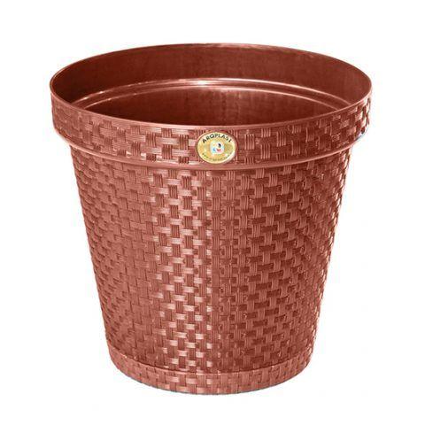 Imagem de Vaso Redondo Rattan Terra Cota 10 Litros 25821 Arqplast