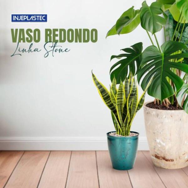 Imagem de Vaso Redondo Stone (150mm) Azul Marmorizado INJEPLASTEC