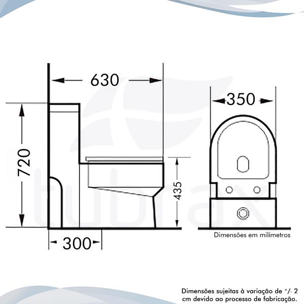 Imagem de Vaso Sanitário Monobloco Caixa Acoplada Privada Completo modelo Navies Tubrax