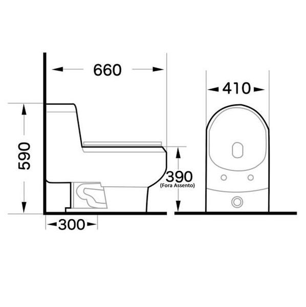 Imagem de Vaso Sanitário Monobloco Completo Preto Caixa Acoplada Privada - Gowff