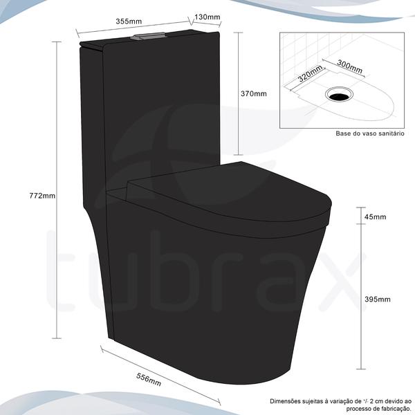 Imagem de Vaso Sanitário Monobloco Preto Completo - Caixa Acoplada Privada modelo Umbra Tubrax