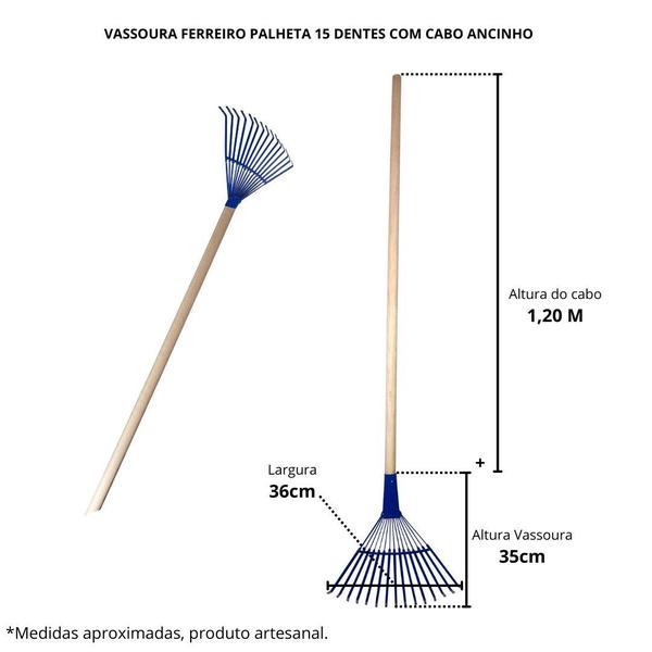 Imagem de Vassoura Ferreiro Palheta 15 Dentes Com Cabo Ancinho - Biasan