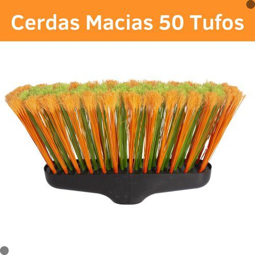 Imagem de Vassoura Limpa Piso Cerdas Macias Nylon Sem Cabo Resistente 