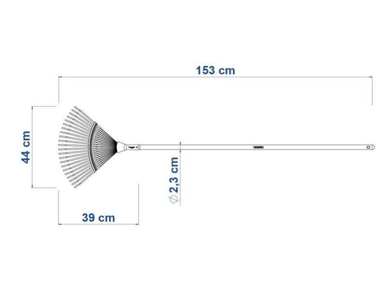 Imagem de Vassoura metalica fixa 22 dentes com cabo de madeira de 120 cm parajardim palheta chata tramontina