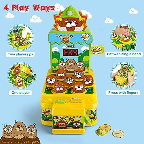 Imagem de VATOS Whack Game Mole, Mini Jogo eletrônico de Arcade com 2 Martelos, Brinquedos Batendo Brinquedos Infantis para 3 4 5 6 7 8 Anos Meninas de Idade, Whack Game Mole Toy, Brinquedo Interativo de Brinquedo de Brinquedo Desenvolvimento