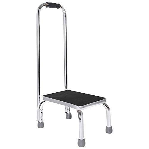 Imagem de Vaunn Medical Foot Step Stool com alça e plataforma de borracha anti skid, fezes leves e resistentes para crianças, adultos e idosos, Chrome