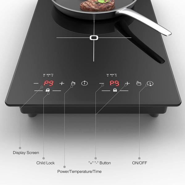 Imagem de VBGK Cooktop de Indução 2300W com 2 Queimadores e Controle Touch (Preto)