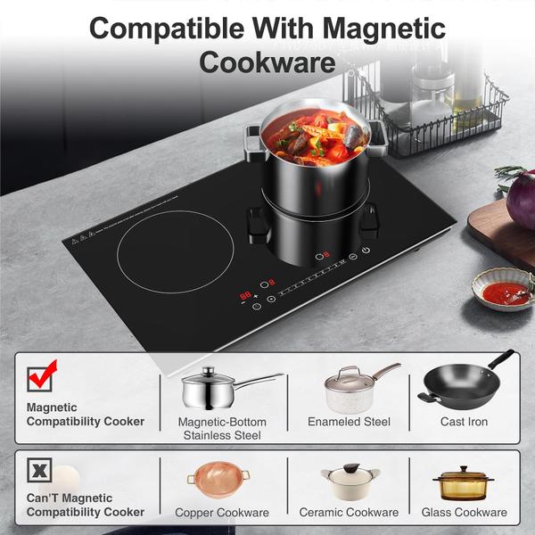 VBGK Cooktop de Indução 24" 4000W com 2 Queimadores e Controle Touch (Preto) Imagem de VBGK Cooktop de Indução 24" 4000W com 2 Queimadores e Controle Touch (Preto)