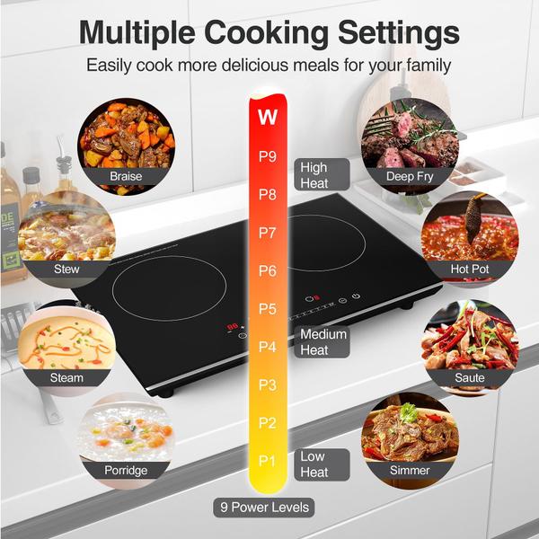 VBGK Cooktop de Indução 24" 4000W com 2 Queimadores e Controle Touch (Preto) Imagem de VBGK Cooktop de Indução 24" 4000W com 2 Queimadores e Controle Touch (Preto)