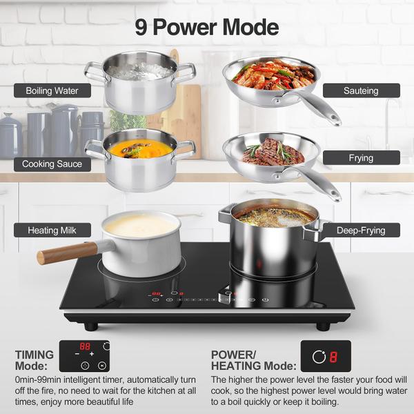 VBGK Cooktop de Indução 24" 4000W com 2 Queimadores e Controle Touch (Preto) Imagem de VBGK Cooktop de Indução 24" 4000W com 2 Queimadores e Controle Touch (Preto)