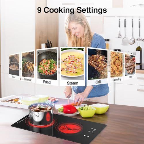 Imagem de VBGK Cooktop Elétrico 3000W, 2 Bocas Embutido e Portátil com Timer (Preto)