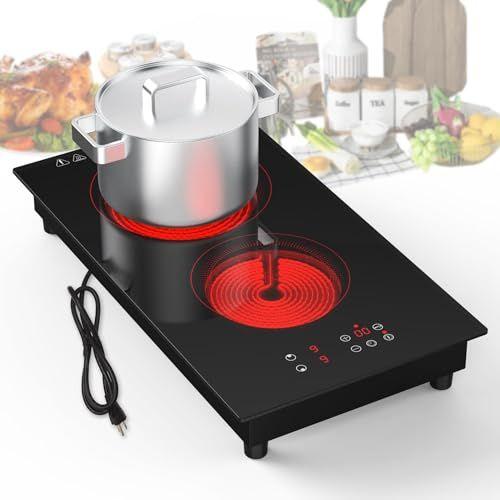 Imagem de VBGK Cooktop Elétrico 3000W, 2 Bocas Embutido e Portátil com Timer (Preto)