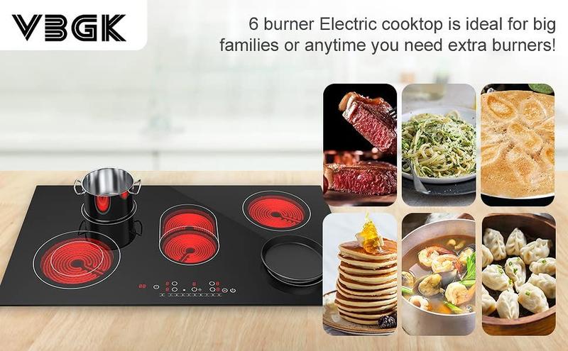 Imagem de VBGK Cooktop Elétrico 36" 8600W com 5 Bocas, Controle Touch e Timer (Preto)