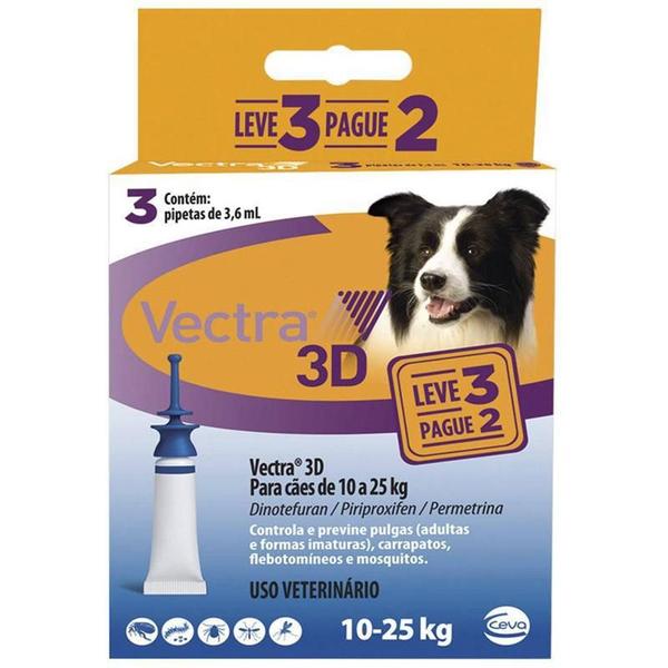 Imagem de Vectra 3D Caes 10 A 25Kg 3.6Ml Anti-Pulgas Ceva 3 Pipetas