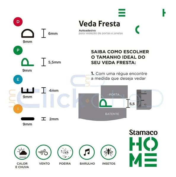 Imagem de Veda Fresta Fita Adesiva Borracha Vedação Branco Rolo 6 Metros Modelo E Stamaco