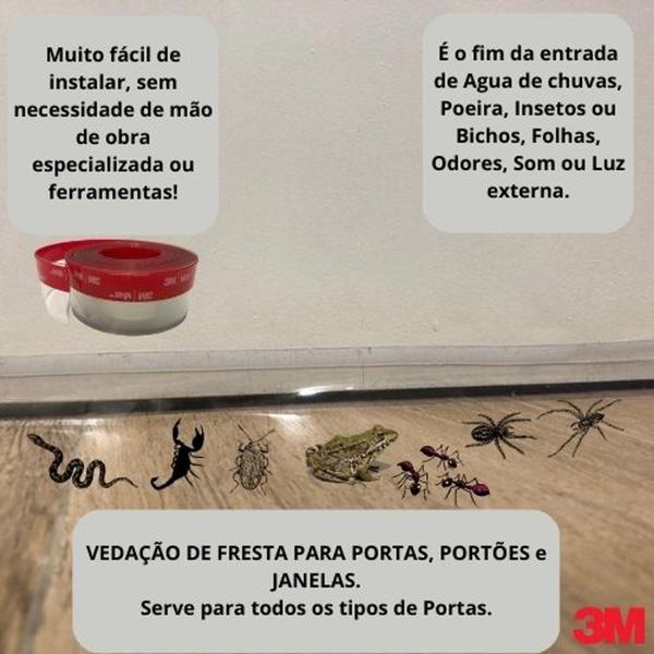 Imagem de Veda Fresta Porta Portão Rodinho Residência Casa contra Agua Chuva Poeira inseto 4 Mt x 2,5cm Altura