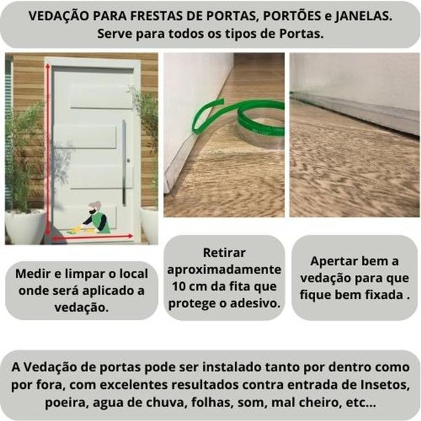 Imagem de Veda Fresta Porta Portão Rodinho Residência Casa contra Agua Chuva Poeira inseto 4 Mt x 3 cm Altura