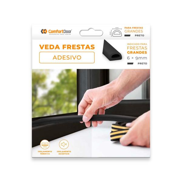 Imagem de Veda Fresta Protetor Porta Janela Preto Comfortdoor 6mt