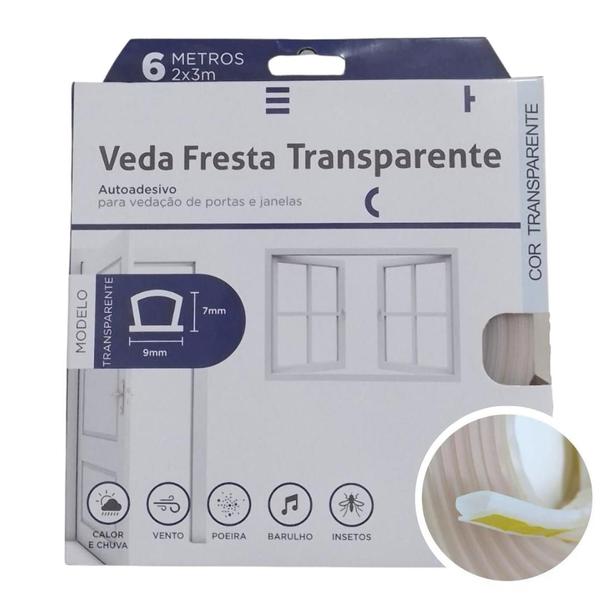 Imagem de Veda Fresta Transparente Autoadesivo 6m Porta Janela Stamaco