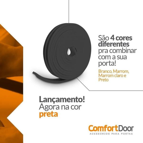 Imagem de Veda Frestas Auto Adesivo Para Porta Janelas 6mm Comfort Door 6 Metros Preto 