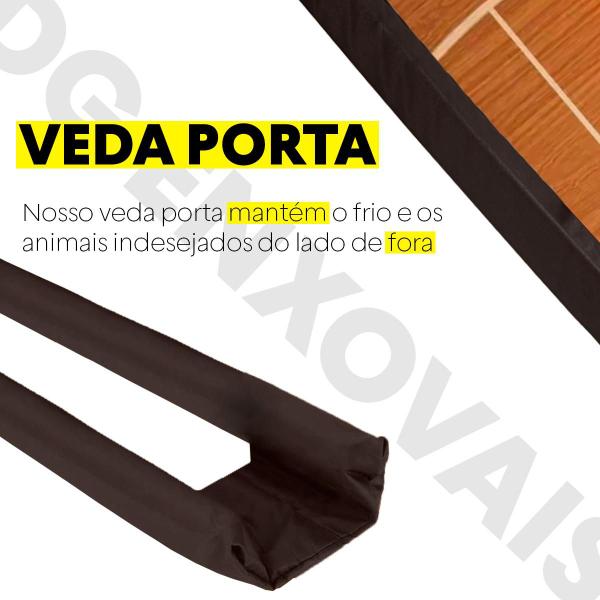 Imagem de Veda Porta 70cm Não Entra Bicho Poeira Água Bordas Duplo Contra Poeira Impermeável