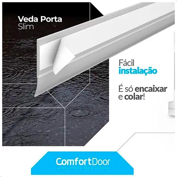 Imagem de Veda Porta Adesivo Slim em PVC Branco ComfortDoor 80cm