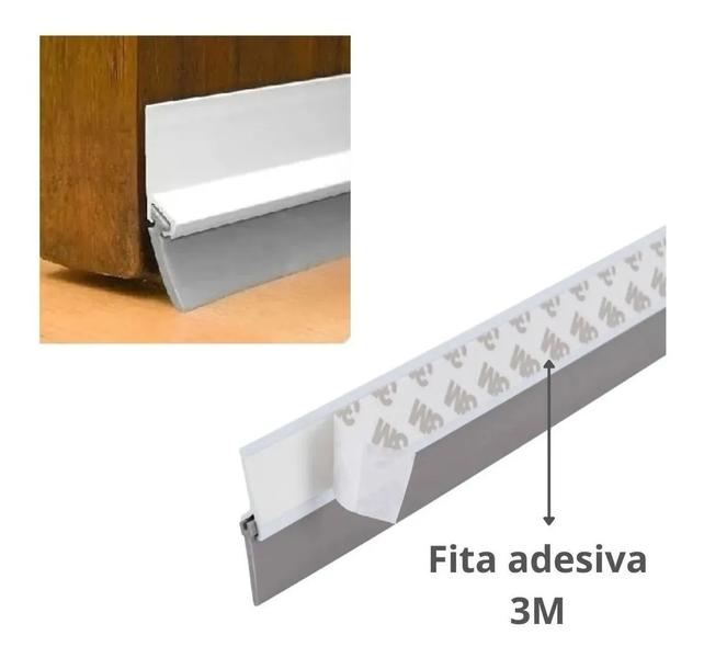 Imagem de Veda Porta Com Adesivo 3m 90cm Rodo Silicone Branco Stamaco